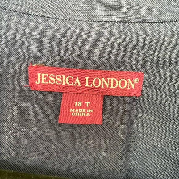 Jessica London Blazer Jacket Linen Blend Blue Long Length Pockets Size 18 Tall - Picture 8 of 15